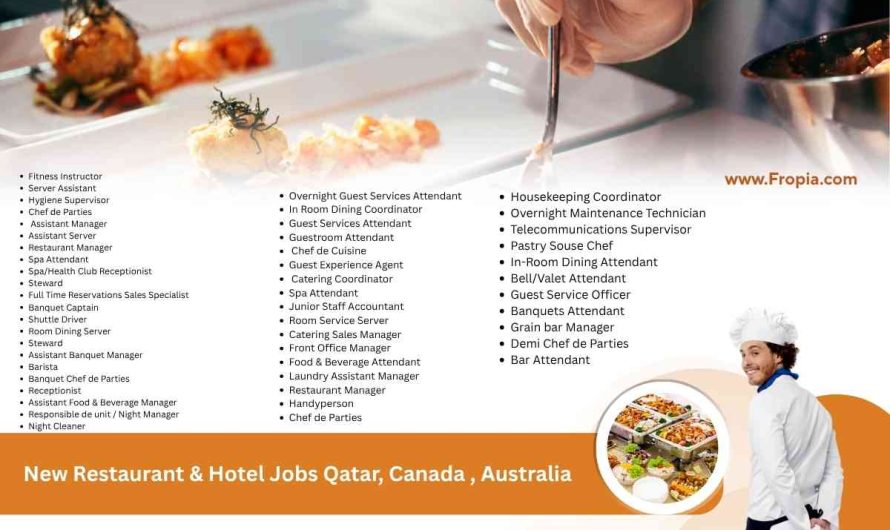 New Restaurant & Hotel Jobs Qatar, Canada, Australia