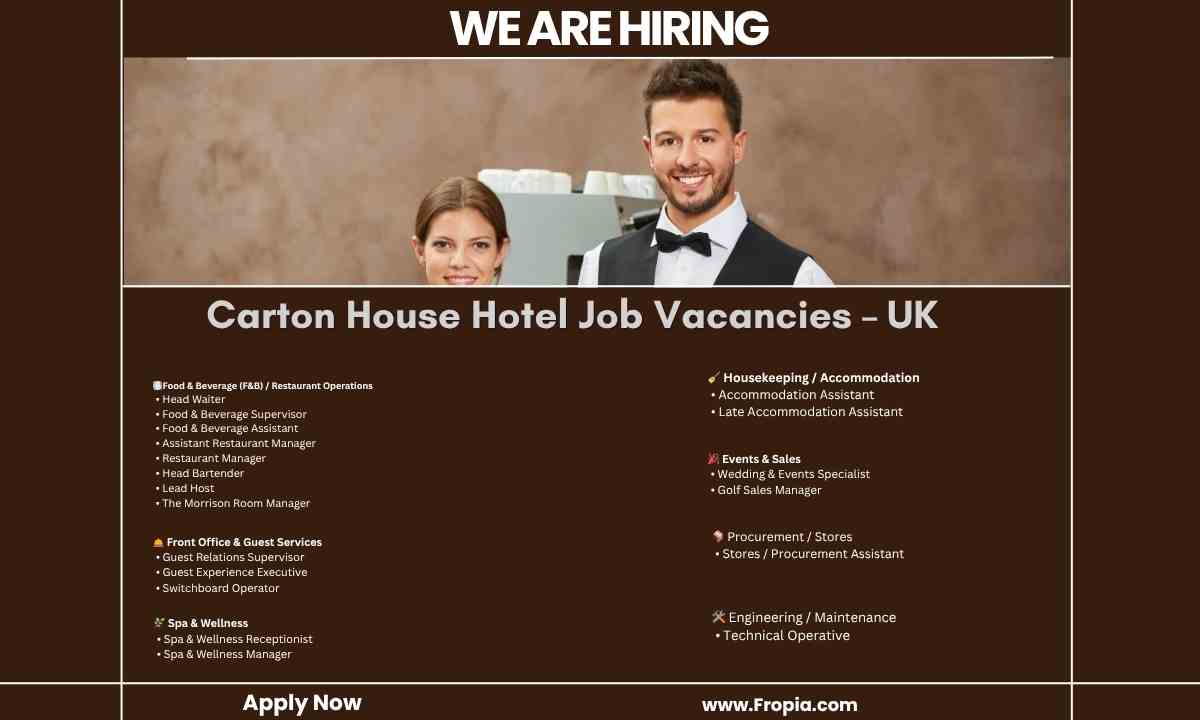 Carton House Hotel Job Vacancies – UK